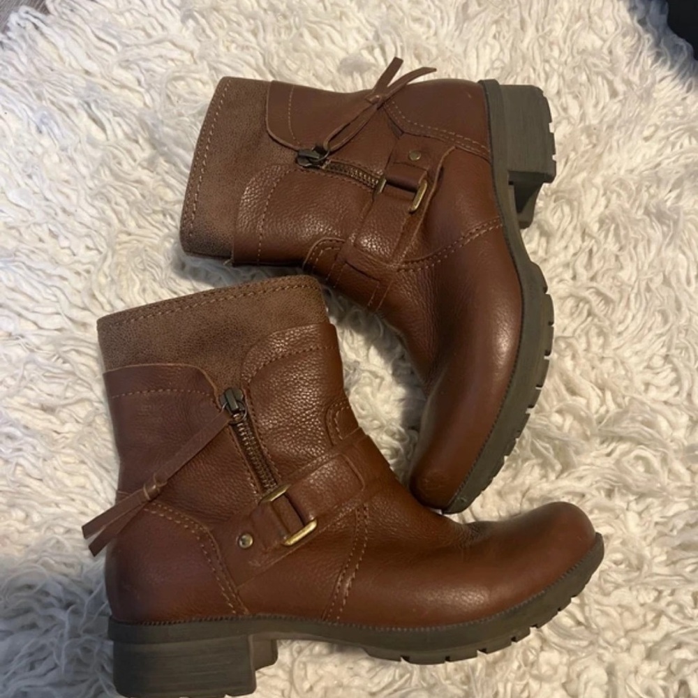 Clarks Brown Leather Combat Boots